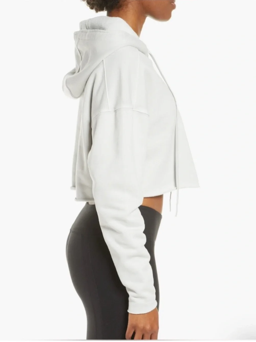 NWT ALO Yoga Washed Edge Hoodie in Chalk like Gray Cropped Boxy Large